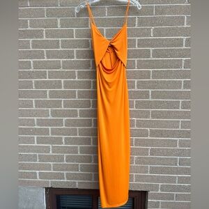 SOLD — Zara Vibrant Orange Front Cut Out Dress